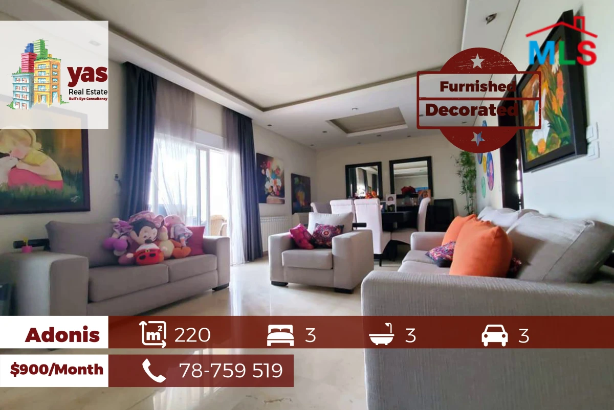 Adonis 220m2 | Furnished Apartment | Rent | Quiet Street | JA/EL