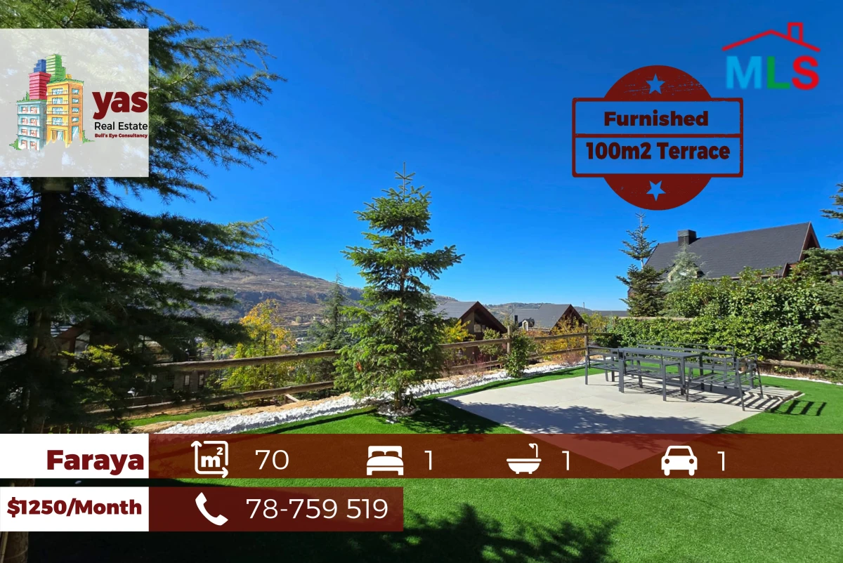 Faraya 70m2 | 100m2 Terrace | Furnished | Rent | Calm Area | DA/EH