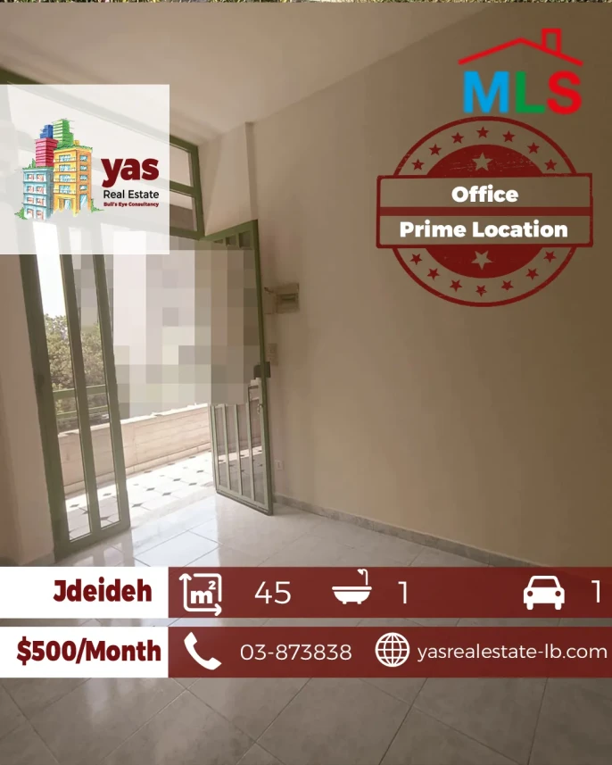 Jdeideh 45m2 | Office | Rent | Mint Condition | Active Street | AA/ED