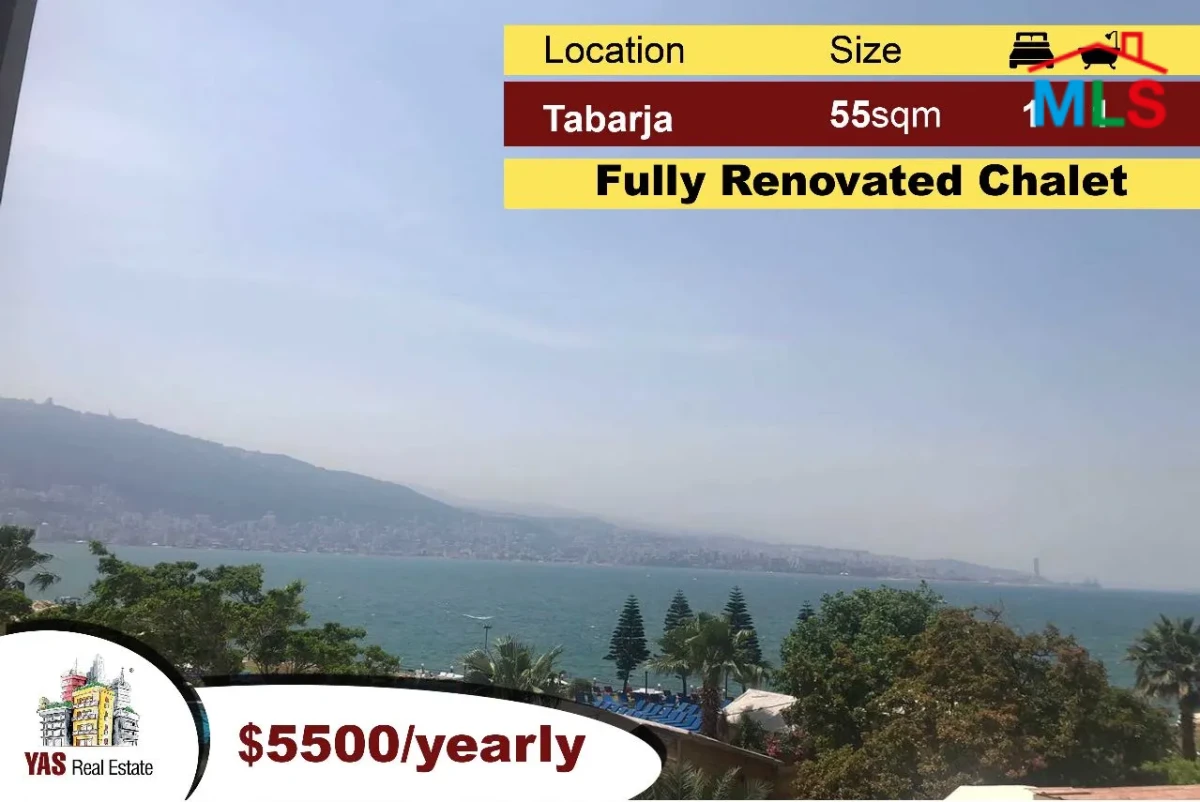 Tabarja Beach 55m2 | Fully Renovated Chalet | For Rent | Open View