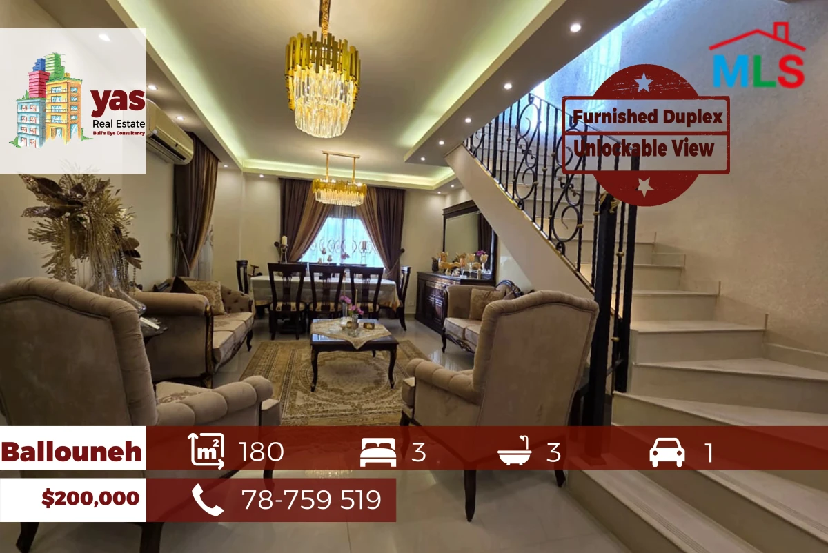 Ballouneh 180m2 | Furnished Duplex | Unlockable View | TO/HA