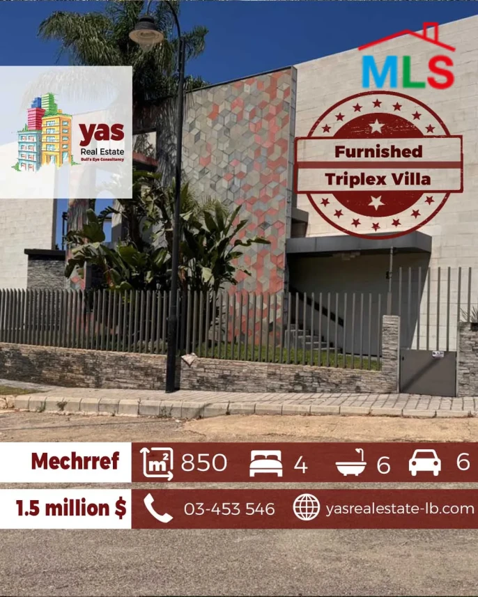 Mechref 850m2 | 500m2 Triplex Villa | Furnished | Amazing View | AC
