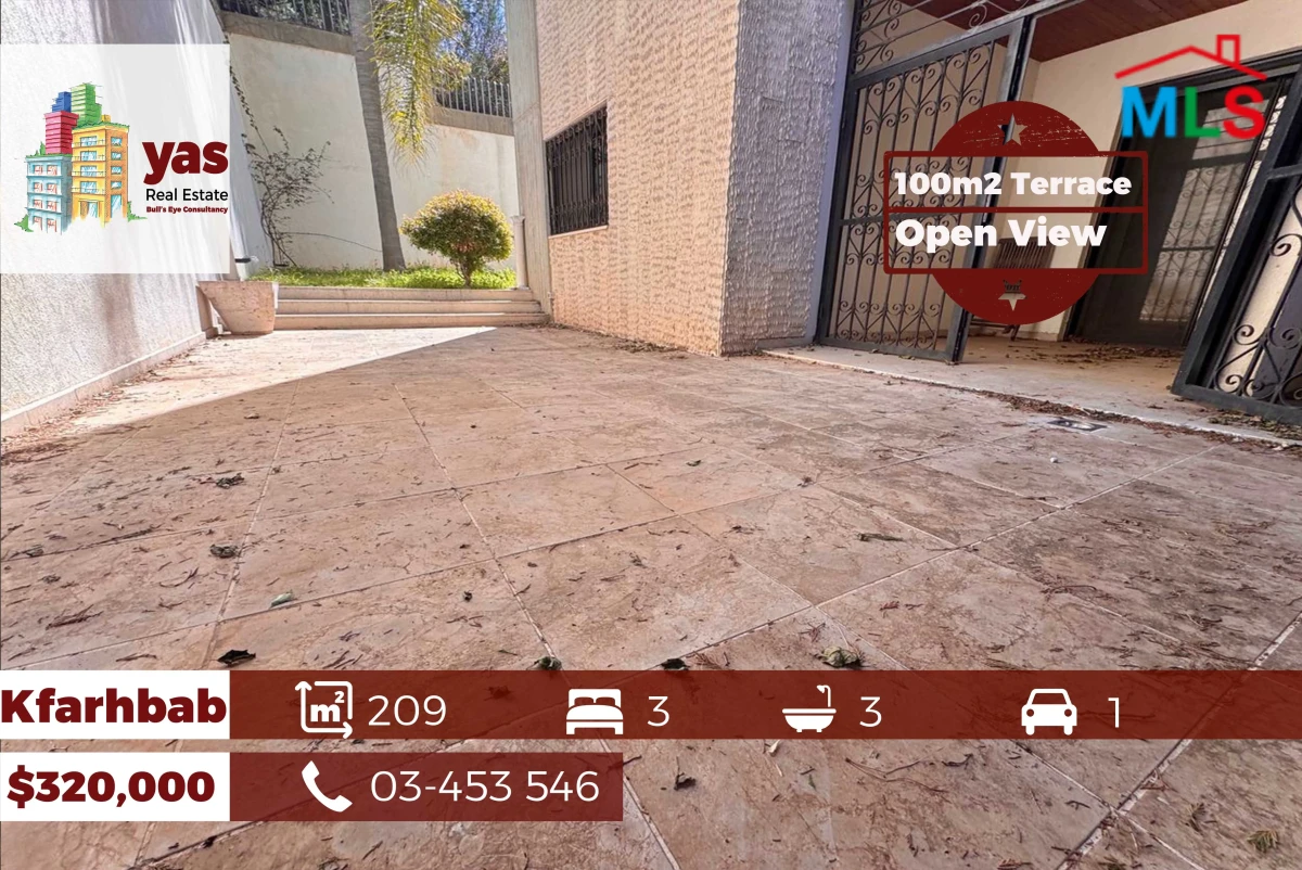 Kfarhbab 209m2 | 100m2 Terrace | Open View | Mint Condition | IV