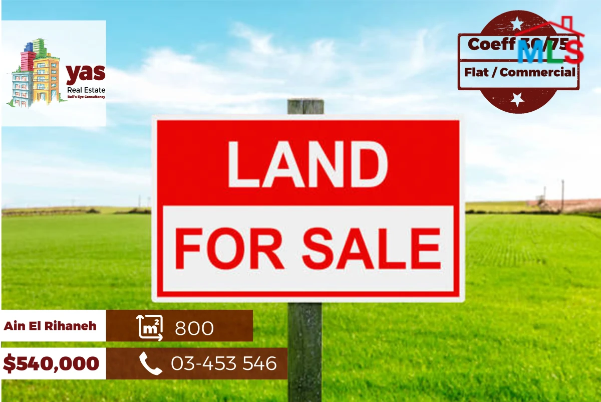 Ain El Rihaneh 800m2 | Flat Land | Coeff 30/75 | Classy Area | BA
