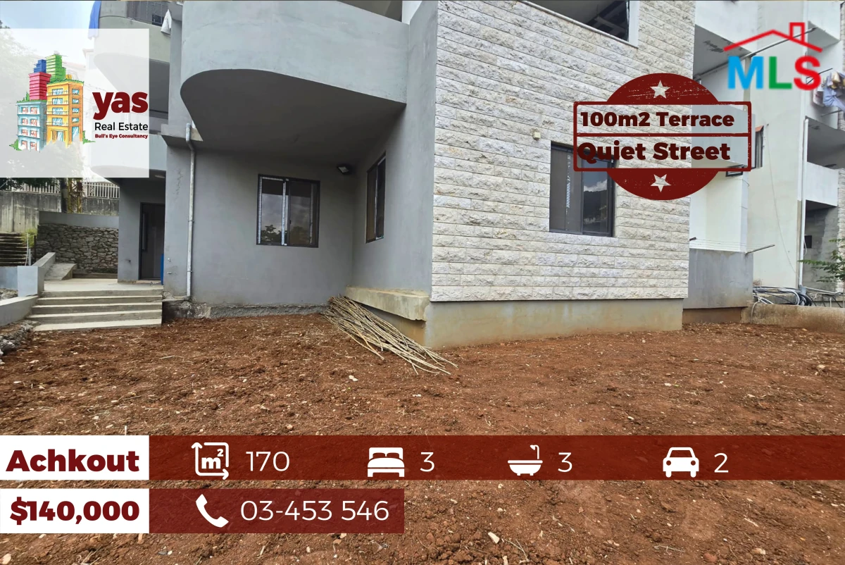 Achkout 170m2 | 100m2 Terrace | Barely Used | Modern | Quiet Area | DA