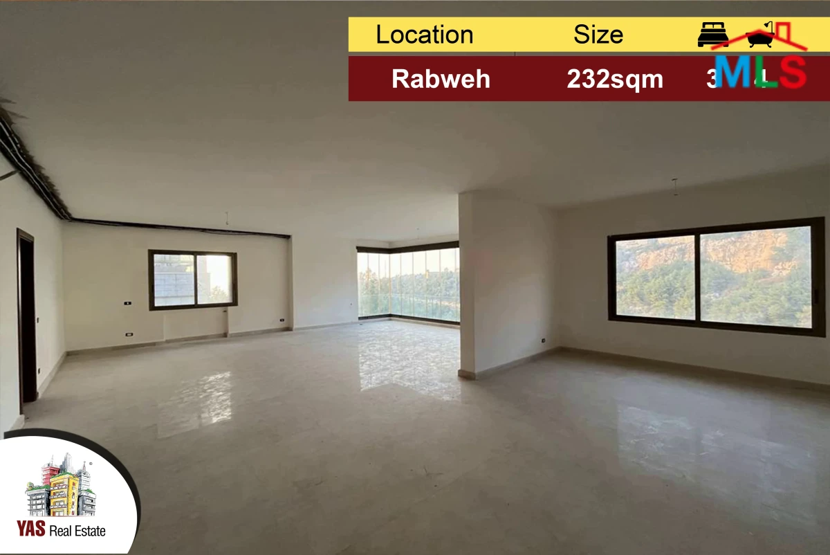 Rabweh 232m2 | 100m2 Terrace | Prime Location | New | PA