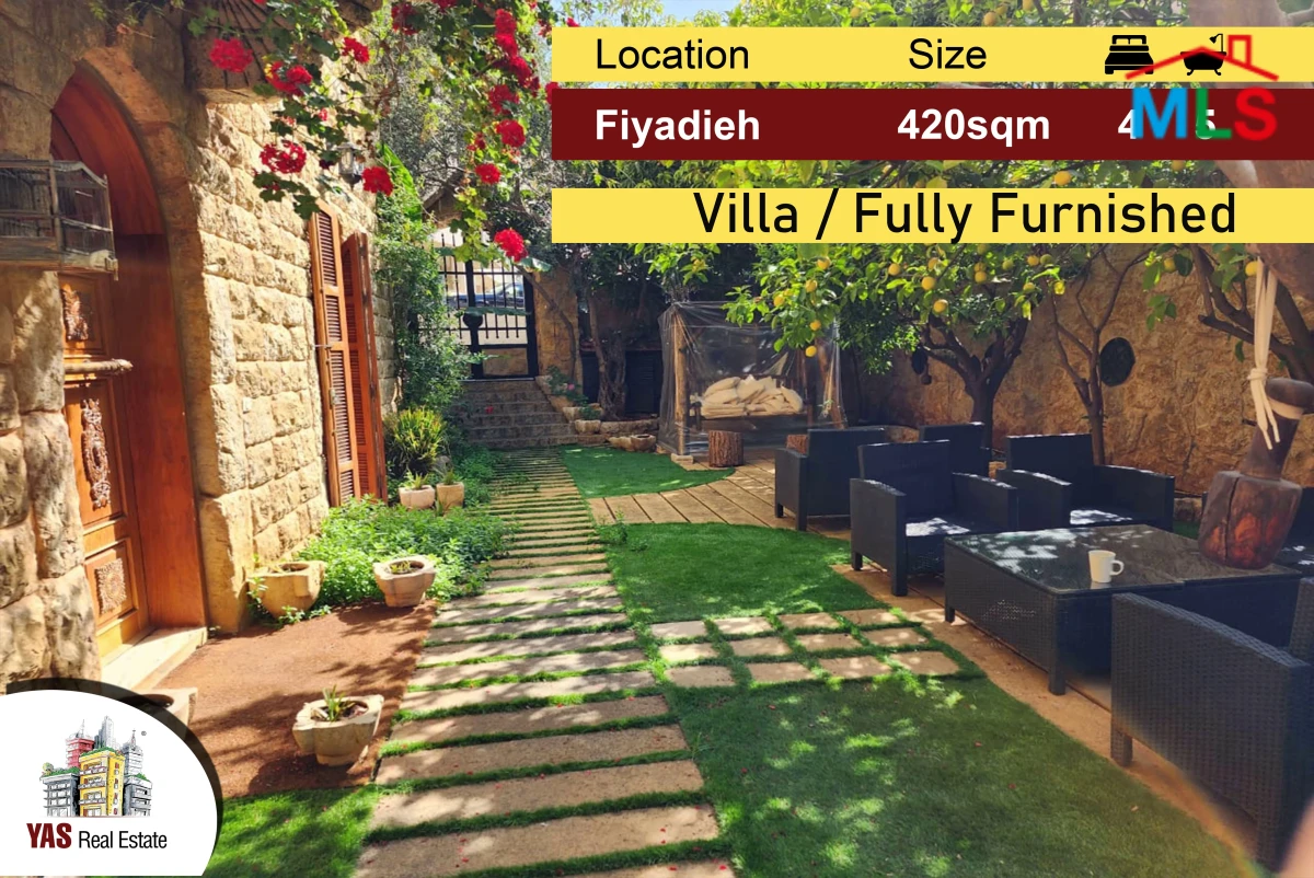 Fiyadieh 420m2 | 292m2 Garden | Villa | Barely Used | Fully Furnished