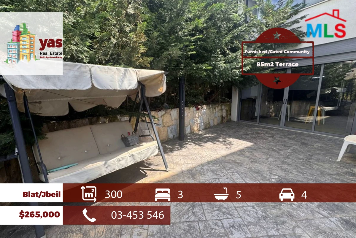 Blat/Jbeil 300m2 | 85m2 Terrace | Furnished Triplex | Gated | View |HS