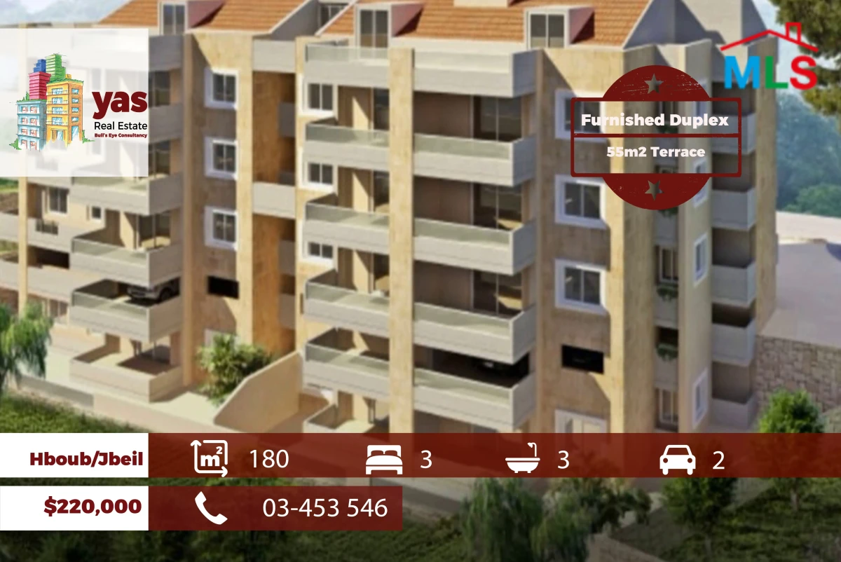 Hboub/Jbeil 180m2 | 55m2 Terrace | Duplex | Furnished | ABA