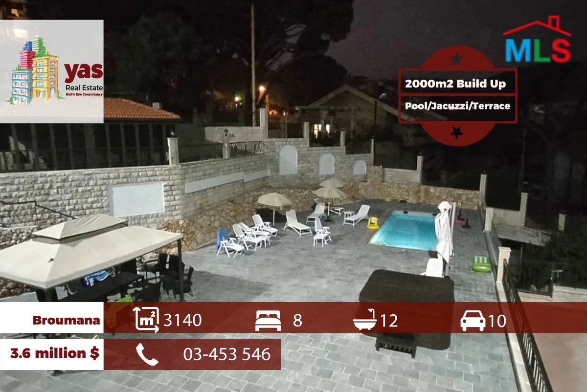 Broumana 3140m2 | 2000m2 Built Up | Jacuzzi/Pool | Mountian View | TCH