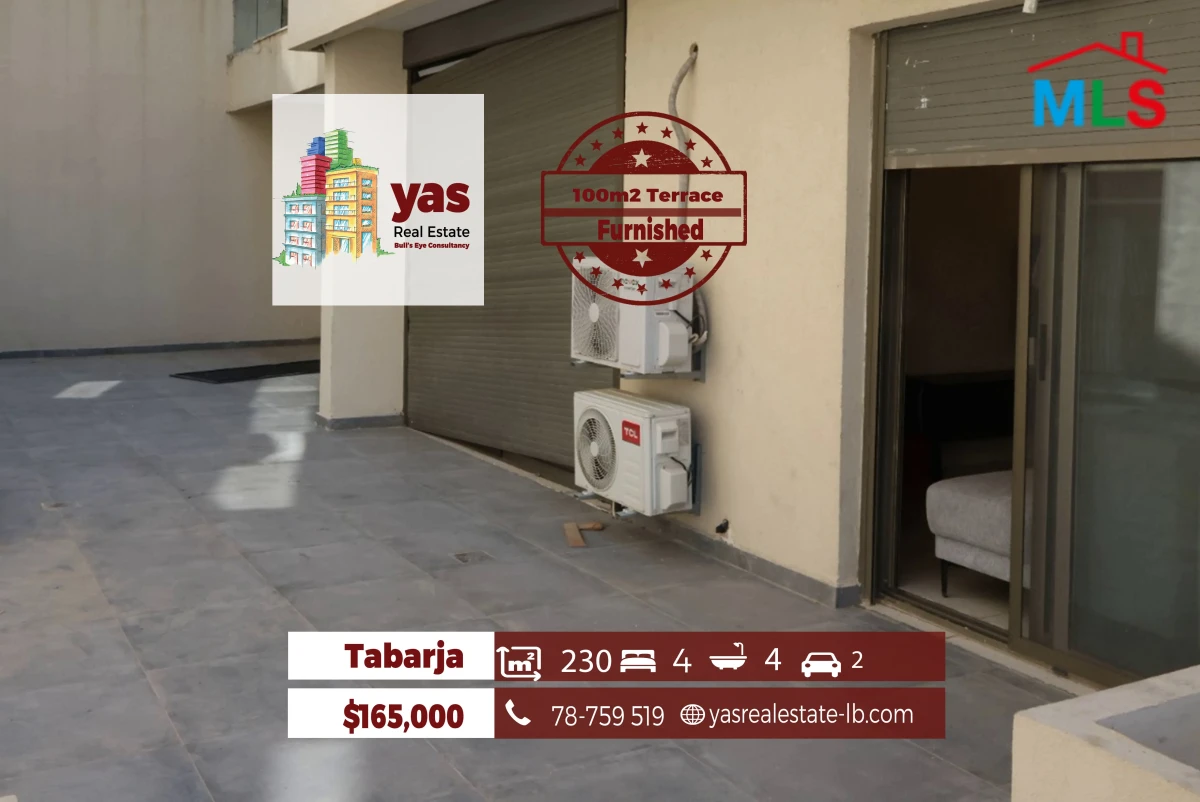 Tabarja 230m2 | 100m2 Terrace | Gated Community | Furnished | ABA