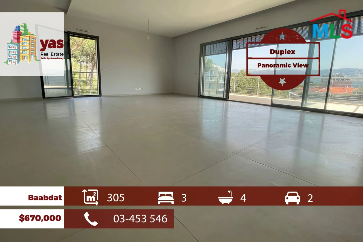 Baabdat 305m2 | Duplex | Panoramic View | Private Street | TCH