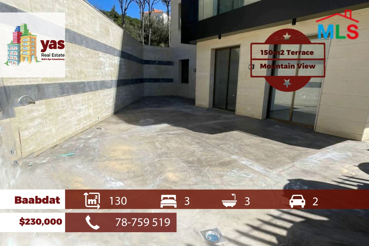 Baabdat 130m2 | 150m2 Terrace | Mountain View | High End | TCH