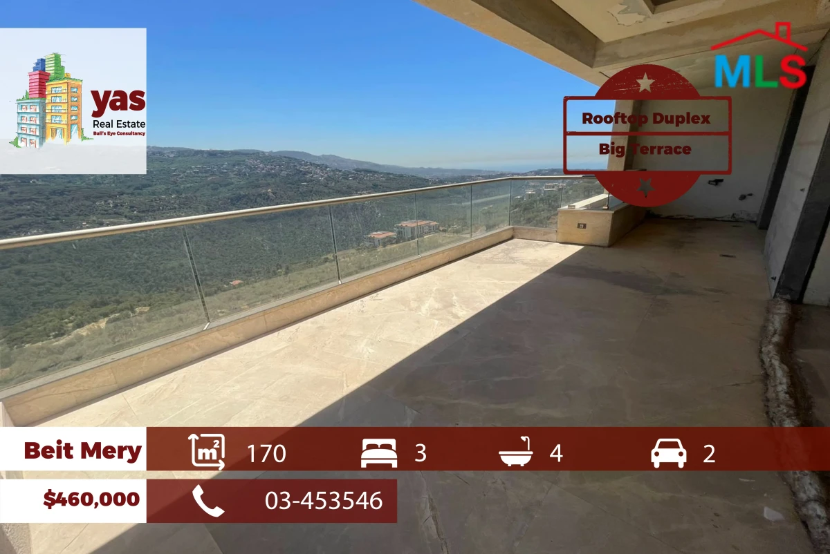 Beit Mery 170m2 | 85m2 Rooftop | Duplex | New | Shared Pool | OH