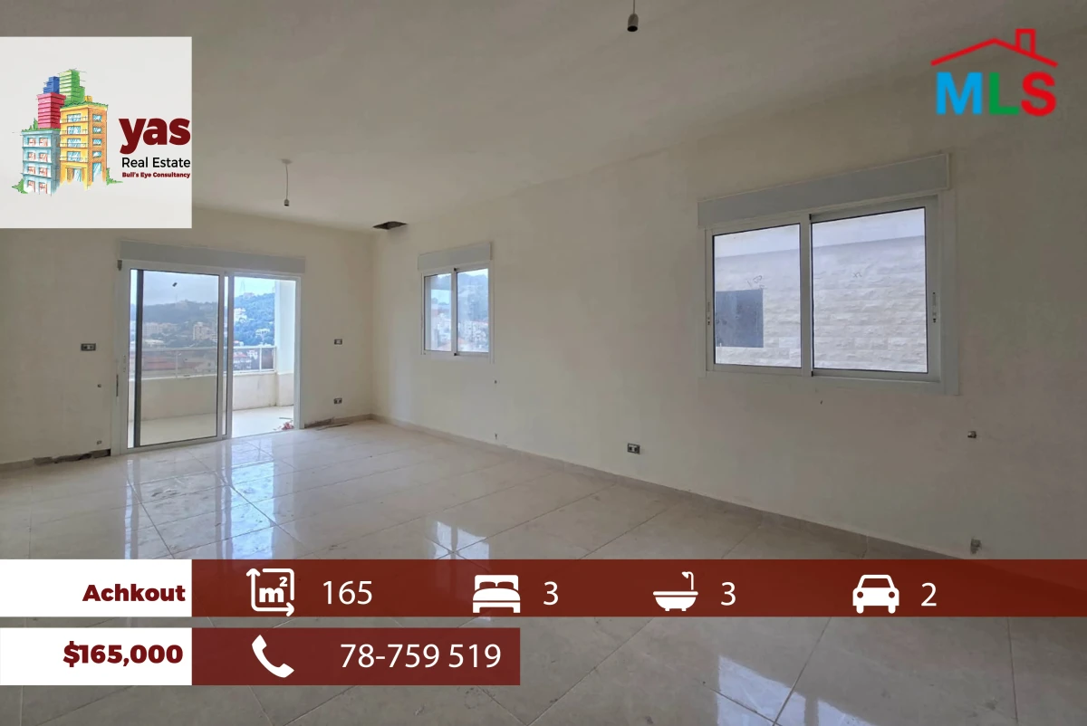 Achkout 165m2 | New Flat | Quiet Street | Mountain View | DA